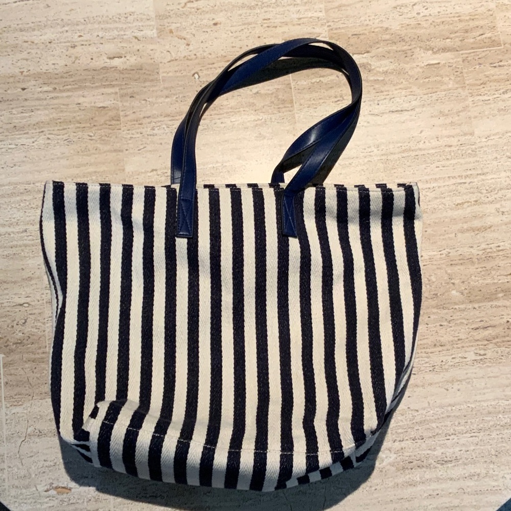 Navy and White Striped Tote Bag